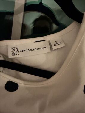 New York & Company White Dress with Black Polka Dots